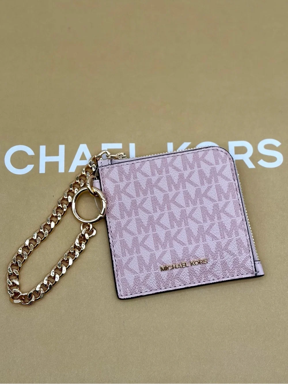 Michael Kors Jet Set Travel Signature Logo Chain Wallet Card Holder